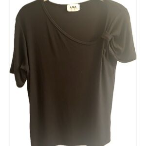 LNA Black Asymmetrical Short Sleeve T-Shirt M